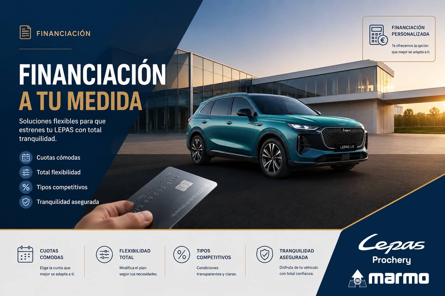 LEPAS L8 SUV híbrido enchufable premium en color negro, vista frontal