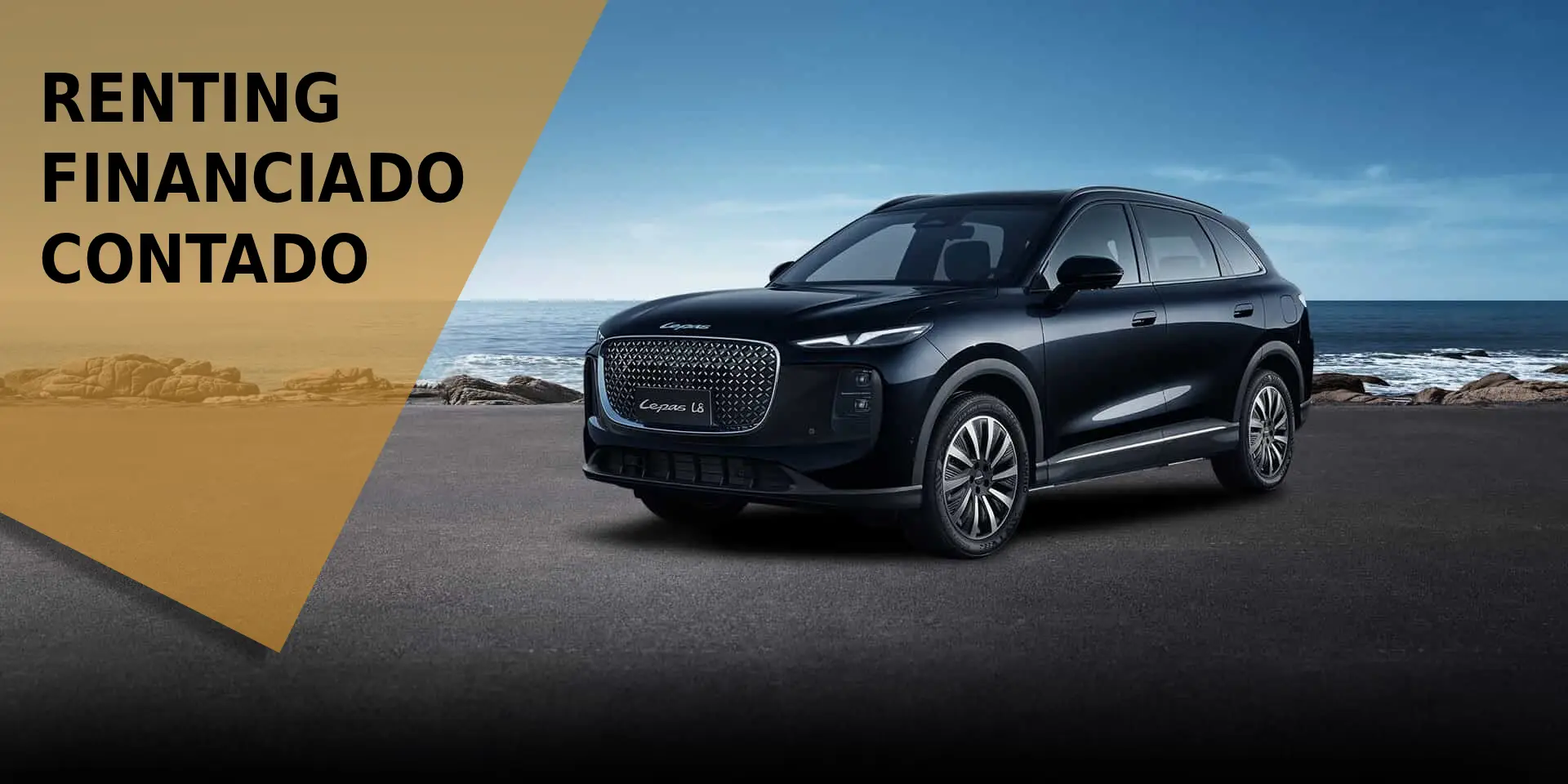 LEPAS L8 SUV híbrido enchufable premium en color negro, vista frontal